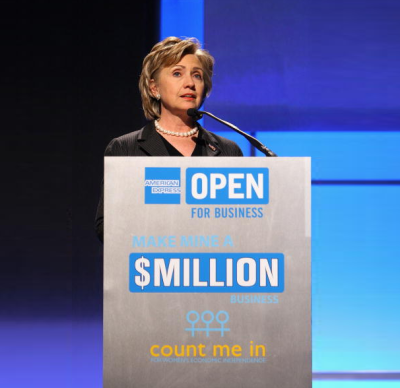 NEW YORK - OCTOBER 24:  Sen. Hillary Clinton (D-NY) speaks at the "Make Mine A $Million Business" celebration, sponsored by American Express OPEN and Count Me In, at Hammerstein Ballroom October 24, 2006 in New York City.  (Photo by Getty Images For Momentum)